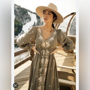 Bohme Tatiana Embroidered Maxi - Olive